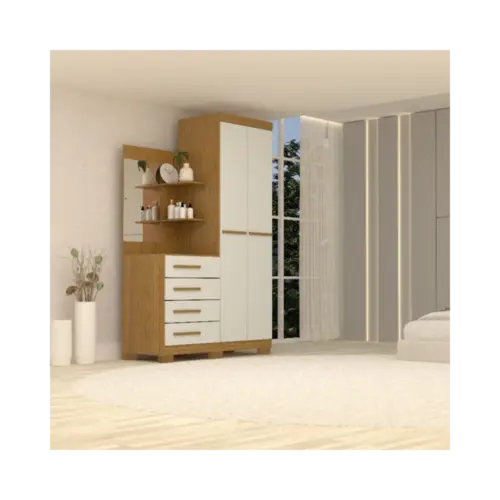 Roupeiro ACP Melissa 2 Portas 4 Gavetas 100% MDF Cinamomo Off White
