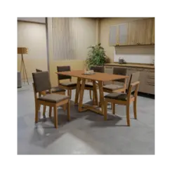 Sala De Jantar Kappesberg  Com 6 Cadeiras Canela