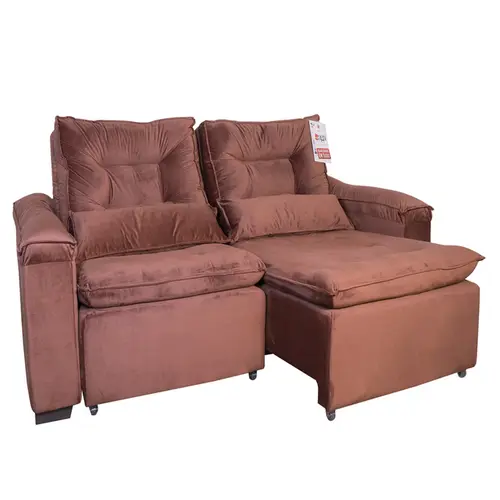 Sofa 3 Lugares Aga Retratil Berlim Suede Maia Ferrugem