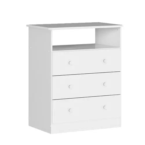 Comoda Infantil Peroba Smim New Com 3 Gavetas e Nicho Branco
