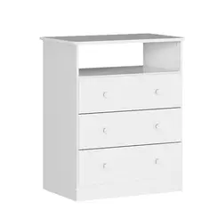 Comoda Infantil Peroba Smim New Com 3 Gavetas e Nicho Branco