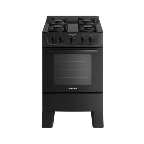 Fogao Piso Atlas 4 Bocas 300001766 Acendimento Automatico Preto Glass Bivolt