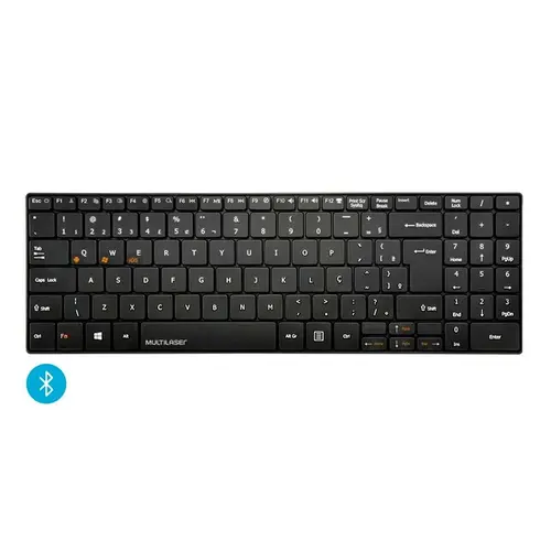 Teclado Multilaser TC220 Sem Fio Slim Conexao Bluetooth Multimidia Teclas Scissor Preto