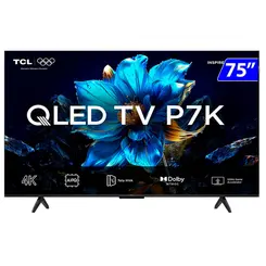 Smart TV QLed 75" TCL 75P7K 4K Ultra HD Comando de Voz Google TV