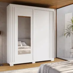 Roupeiro ACP Athena 2 Portas 3 Gavetas com Espelho 100% MDF Branco
