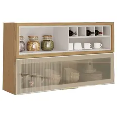 Armario Aereo Itatiaia Arm-120 New Porto 1 Porta de Vidro com Nichos Off White