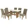 Sala de Jantar Kappesberg CSJ1610CN-A036 Tampo de vidro/MDF com 6 cadeiras Suede veludo Bege