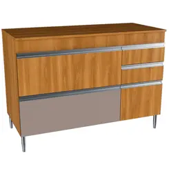Balcao Cozinha Italia Delicatto 1 Porta 4 Gavetas Freijo/Bege