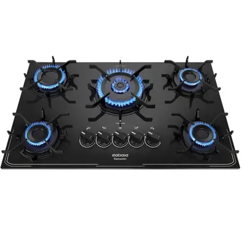 Cooktop a Gas Itatiaia 5 Queimadores Trempe Esmaltado Brilhante Vidro Bivolt