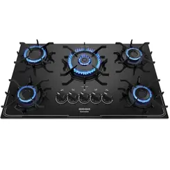 Cooktop a Gas Itatiaia 5 Queimadores Trempe Esmaltado Brilhante Vidro Bivolt