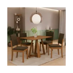 Sala De Jantar Kappesberg Com 4 Cadeiras Canela