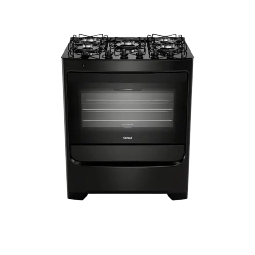 Fogao Consul Piso 5 Bocas Com Mesa De Vidro e Acendimento Automatico Preto Bivolt