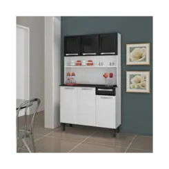 Kit Cozinha Itatiaia 13G1105 3500001878 ROSE 2023 6 Portas 1 Gaveta Branco/Preto