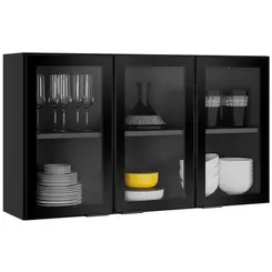 Armario Aereo Exclusive Itatiaia 3 Portas Com Vidro Preto Matte