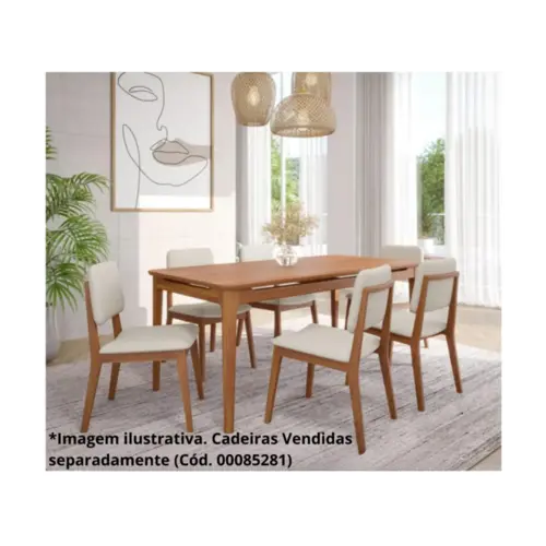 Mesa Baoba Natuame Cimol 1,8 Tampo MDF Com Base Em Madeira Macica Cinamomo