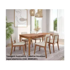 Mesa Baoba Natuame Cimol 1,8 Tampo MDF Com Base Em Madeira Macica Cinamomo