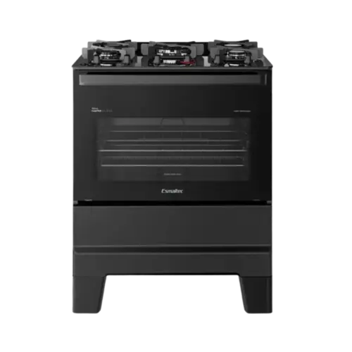 Fogao Esmaltec Ideal Master Glass 5 Bocas Com Mesa De Vidro e Acendimento Automatico Preto Bivolt