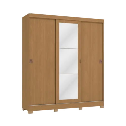 Roupeiro Kappesberg  3 Portas 2 Gavetas Com Pes Espelho Canela