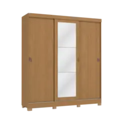 Roupeiro Kappesberg 3 Portas 2 Gavetas Com Pes Espelho Canela