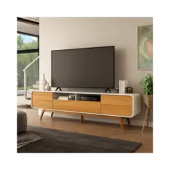 Rack Bancada Epoca 2.2 HB Para TV Ate 85" Polegadas Off White Cinamomo