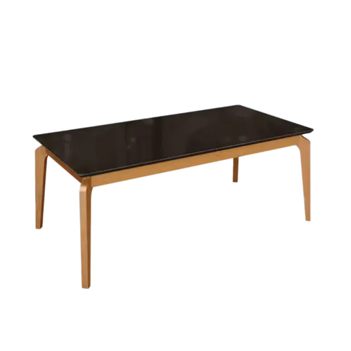 Mesa De Jantar Kappesberg Em Madeira Macica Com Tampo De Vidro Preto