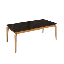 Mesa De Jantar Kappesberg Em Madeira Macica Com Tampo De Vidro Preto