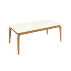 Mesa De Jantar Kappesberg Retangular Em MDF Tampo De Vidro Off White