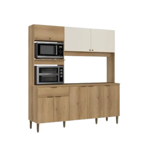 Kit Cozinha THB 8 Portas 1 Gaveta Capuccino Off White