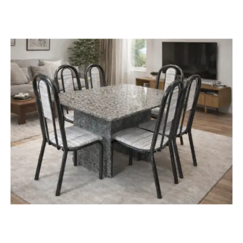 Sala De Jantar Madri Teixeira Com 6 Cadeiras Aco Granito
