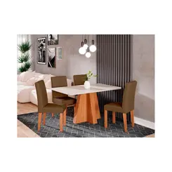 Sala De Jantar Cimol Patricia Maite 4 Lugares Cinamomo Off White