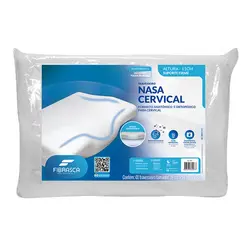 Travesseiro Nasa Cervical Fibrasca Formato Anatomico e Ortopedico Branco