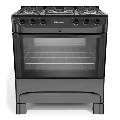 Fogao Mueller 5 Bocas Com Mesa Esmaltada e Acendimento Automatico Preto Fosco Bivolt