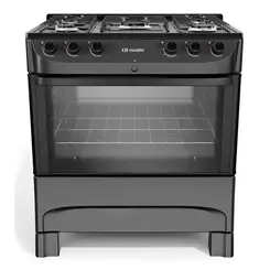 Fogao Mueller 5 Bocas Com Mesa Esmaltada e Acendimento Automatico Preto Fosco Bivolt