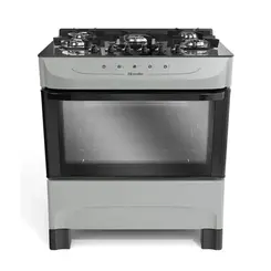 Fogao 5 Bocas Mueller MFV5BB com mesa de vidro e acendimento automatico titanio Bivolt