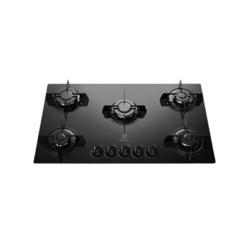 Cooktop A Gas Electrolux 5 Queimadores Trempe Aco Esmaltado Mesa Vidro Preto Bivolt