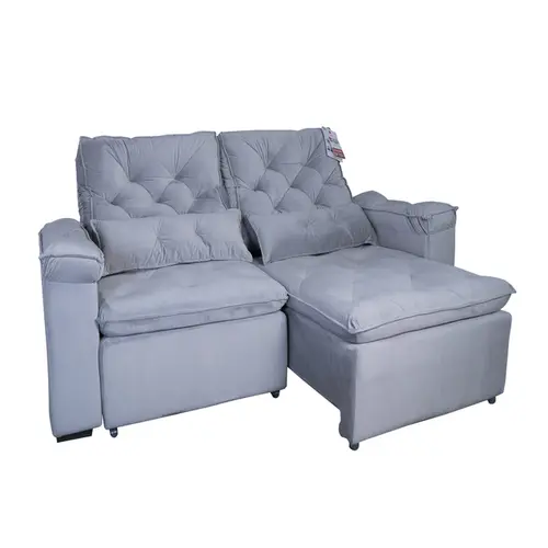 Sofa 3 Lugares Aga Retratil Dublin Entrada para USB Maia Prata