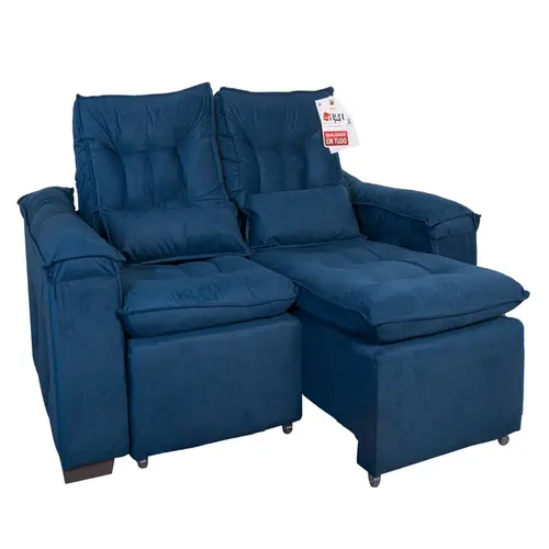 Sofa 2 Lugares Aga Retratil Berlim Suede Paiva Azul Marinho