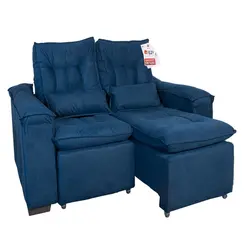 Sofa 2 Lugares Aga Retratil Berlim Suede Paiva Azul Marinho