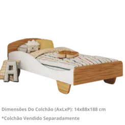 Cama Peroba Sol Solteiro Branco Brilho Amendoa