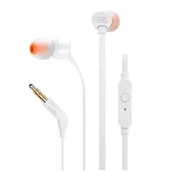 Fone de Ouvido JBL T110 In Ear Tecnologia PureBass Intra-auricular Microfone Embutido Branco
