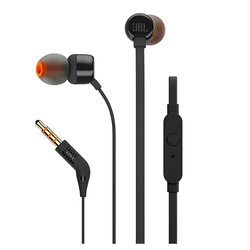 Fone De Ouvido JBL T110 In Ear Tecnologia PureBass Intra-auricular Microfone Embutido Preto