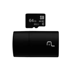 Pen Drive Multilaser 2 Em 1 Leitor USB + Cartao De Memoria Classe 10 Preto