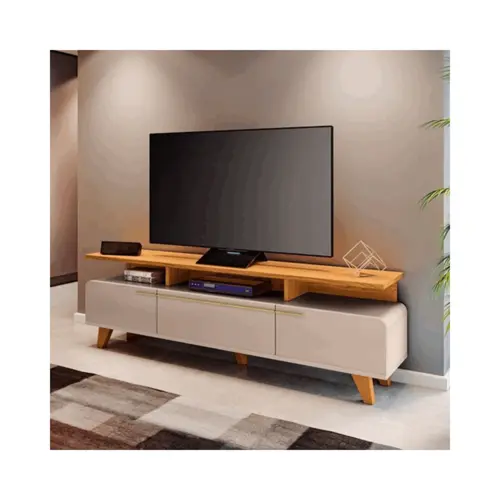 Rack Bancada Essenza 2.0 HB Para TV Ate 70" Polegadas Off White/Cinamomo