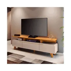 Rack Bancada Essenza 2.0 HB Para TV Ate 70" Polegadas Off White/Cinamomo
