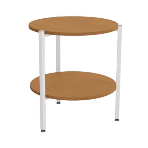 Mesa De Centro Kappesberg Redonda MDP Canela Branco Com Brilho