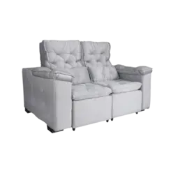 Sofa Dublin Aga Retratil 2 Assentos Veludo Maia Prata