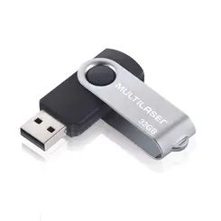 Pen Drive Multilaser Twist 2.0 32GB USB Leitura 10MBs e Gravacao 3MB/s Preto