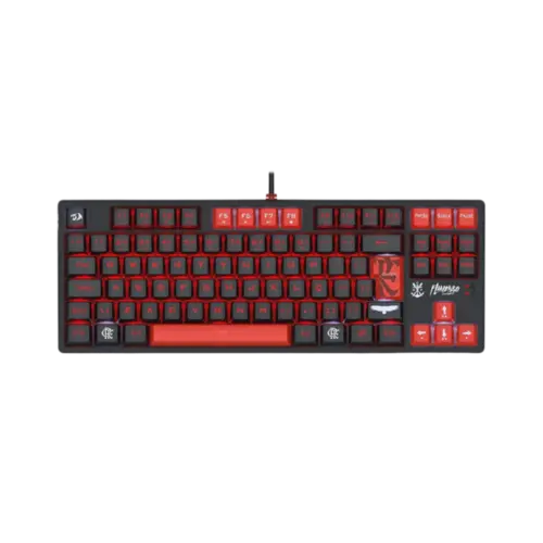 Teclado Gamer Mecanico Redragon Flamengo Iluminacao LED Vermelho Preto
