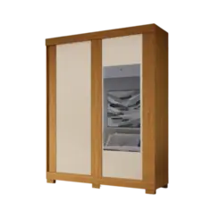 Roupeiro Ayla ACP 100% MDF 2 Portas 2 Gavetas Com Espelho Cinamomo Off White