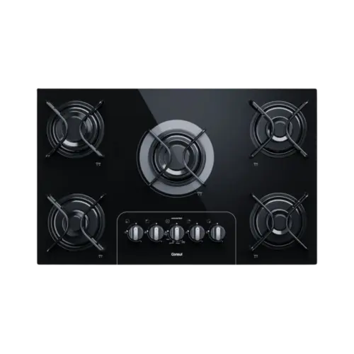Cooktop Consul 5 Bocas Com Mesa De Vidro Acendimento Automatico Controle Facil Preto Bivolt